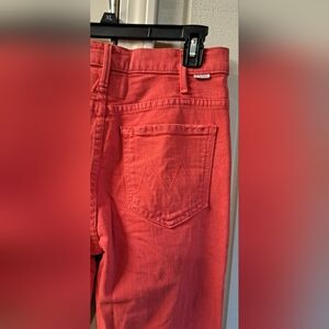 Mother Hustler Ankle Fray in Mars Rose Red High Rise Bootcut Crop Jeans Size 27